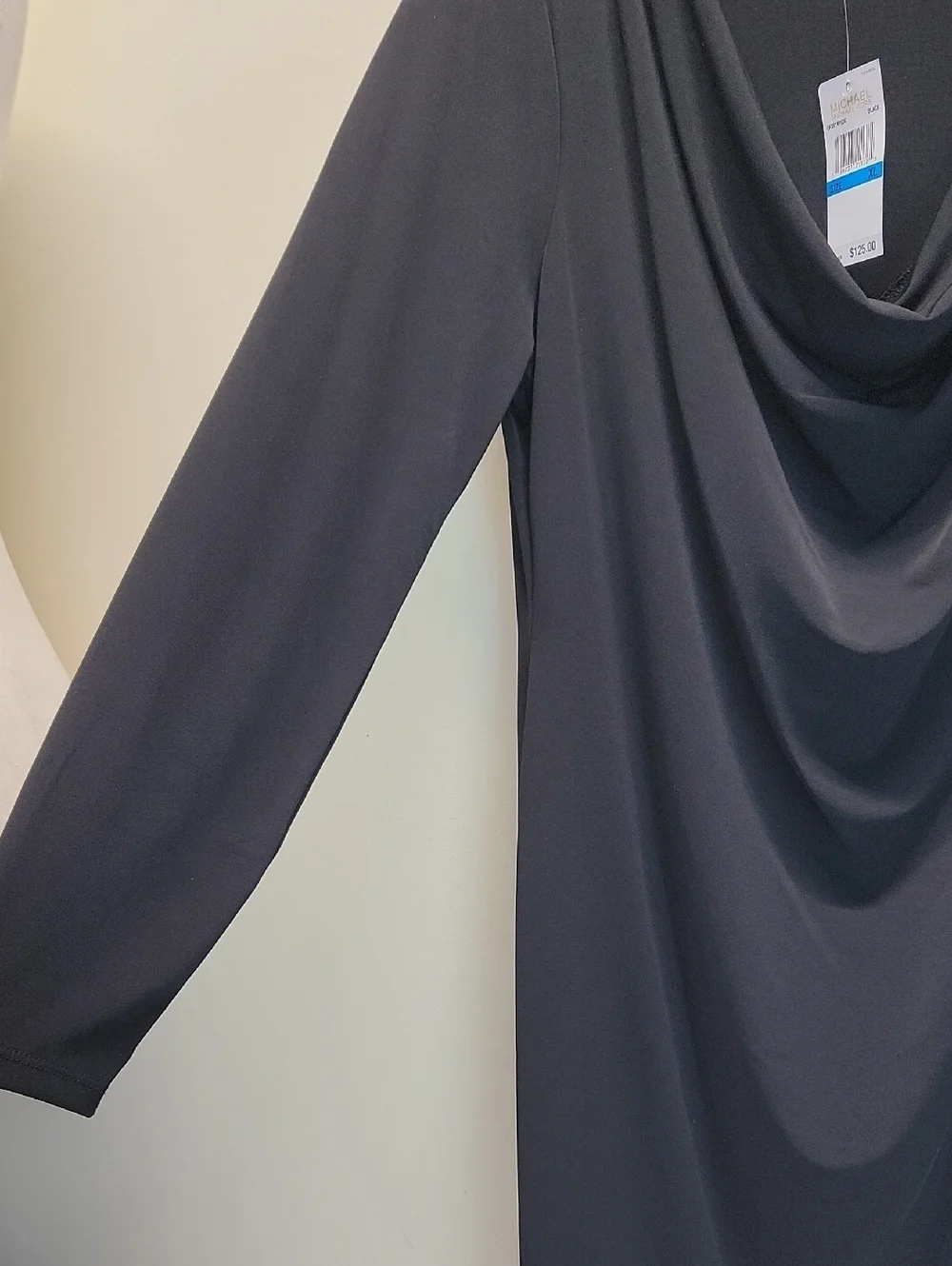 Michael Kors Black Cowl-Neck Mini Dress with Shoulder Buttons Sz XL